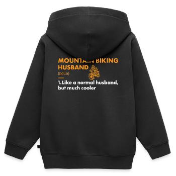 Biker Husband Definition Mountain Biking - Kids Premium Organic Zip-up Hoodie - black - Back - AI Model Kid Male (0cm)
