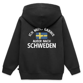 Muss Nur Nach Schweden Flagge Schweden - Kinder Premium Organic Zip Hoodie - Schwarz - Hinten - AI Model Kid Male (0cm)