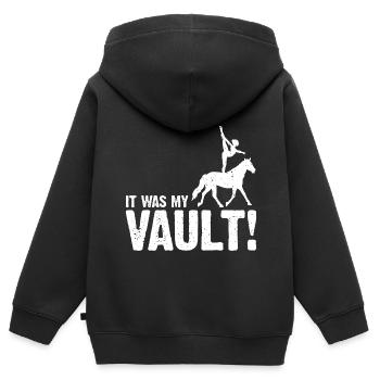 Conception de voûte et conception de chevaux de voûte - Sweat Premium à capuche zippé enfant bio - noir - Dos - AI Model Kid Male (0cm)