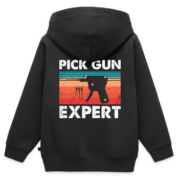 Conception de serrure de service de déverrouillage expert en serrure - Sweat Premium à capuche zippé enfant bio - noir - Dos - AI Model Kid Male (0cm)