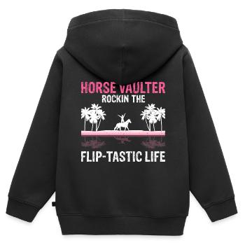 Conception de voûte et conception de chevaux de voûte - Sweat Premium à capuche zippé enfant bio - noir - Dos - AI Model Kid Male (0cm)