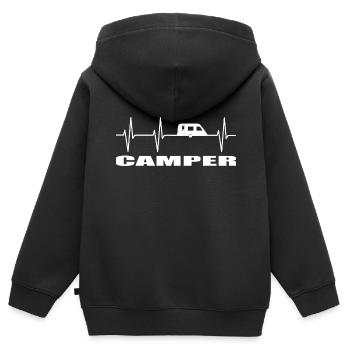 Camping - Kinder Premium Organic Zip Hoodie - Schwarz - Hinten - AI Model Kid Male (0cm)