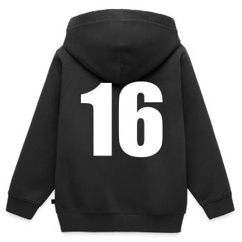 16 - Sweat Premium à capuche zippé enfant bio - noir - Dos - AI Model Kid Male (0cm)