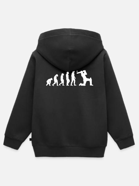 Sport Evolution Cricket - Kinder Premium Organic Zip Hoodie - Schwarz