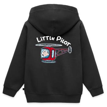 Kleiner Helipilot Hubschrauberpilot - Kinder Premium Organic Zip Hoodie - Schwarz - Hinten - AI Model Kid Male (0cm)