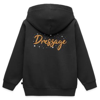 Dressage des cavaliers - Sweat Premium à capuche zippé enfant bio - noir - Dos - AI Model Kid Male (0cm)