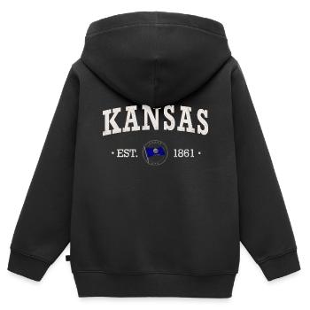 Kansas Est - Sweat Premium à capuche zippé enfant bio - noir - Dos - AI Model Kid Male (0cm)