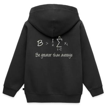 Be greater than average - Kinder Premium Organic Zip Hoodie - Schwarz - Hinten - AI Model Kid Male (0cm)