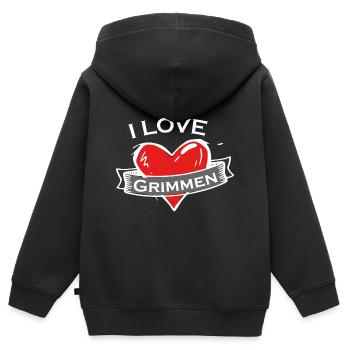 Grimmen - Ich liebe Stadtnamen in Tattoo Stil - Kinder Premium Organic Zip Hoodie - Schwarz - Hinten - AI Model Kid Male (0cm)