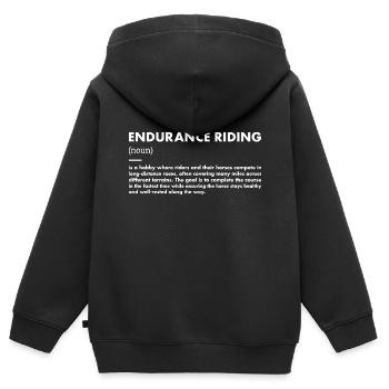 Définition du pilote Conduite d’endurance - Sweat Premium à capuche zippé enfant bio - noir - Dos - AI Model Kid Male (0cm)
