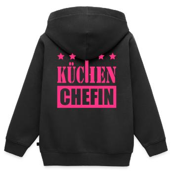 Küchenchefin - Kinder Premium Organic Zip Hoodie - Schwarz - Hinten - AI Model Kid Male (0cm)