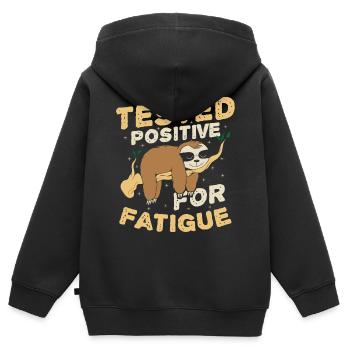 Tested positive for fatigue - Kids Premium Organic Zip-up Hoodie - black - Back - AI Model Kid Male (0cm)