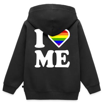I love me - Kinder Premium Organic Zip Hoodie - Schwarz - Hinten - AI Model Kid Male (0cm)