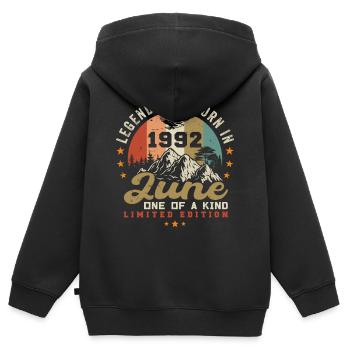 June 1992 Anniversary Juni 1992 Juni - Kids Premium Organic Zip-up Hoodie - black - Back - AI Model Kid Male (0cm)