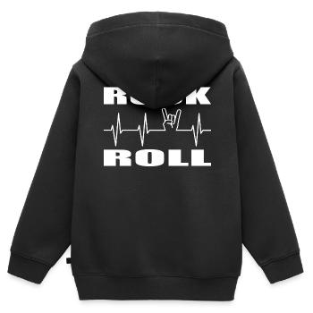 Rock - Kinder Premium Organic Zip Hoodie - Schwarz - Hinten - AI Model Kid Male (0cm)