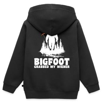 Bigfoot Grabbed My Wiener, Funny - Kids Premium Organic Zip-up Hoodie - black - Back - AI Model Kid Male (0cm)
