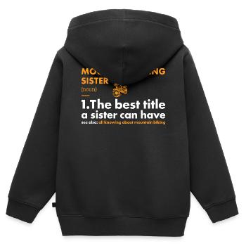 Biker Sister Definition Mountain Biking - Kids Premium Organic Zip-up Hoodie - black - Back - AI Model Kid Male (0cm)