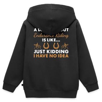 Cycliste Une journée sans conduite d’endurance - Sweat Premium à capuche zippé enfant bio - noir - Dos - AI Model Kid Male (0cm)
