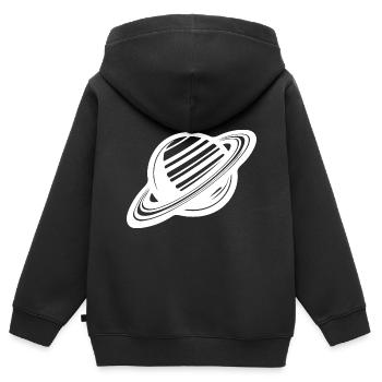 Planète aux anneaux avec système d’anneaux dans le système solaire - Sweat Premium à capuche zippé enfant bio - noir - Dos - AI Model Kid Male (0cm)