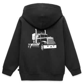 LKW Fahrer LKW Laster - Kinder Premium Organic Zip Hoodie - Schwarz - Hinten - AI Model Kid Male (0cm)