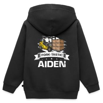 Magasiniers pour caristes et chariots élévateurs - Sweat Premium à capuche zippé enfant bio - noir - Dos - AI Model Kid Male (0cm)
