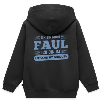 Nicht faul im Standby-Modus Spruch - Kinder Premium Organic Zip Hoodie - Schwarz - Hinten - AI Model Kid Male (0cm)