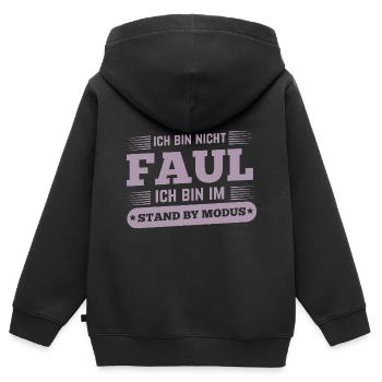 Nicht faul im Standby-Modus Spruch - Kinder Premium Organic Zip Hoodie - Schwarz - Hinten - AI Model Kid Male (0cm)