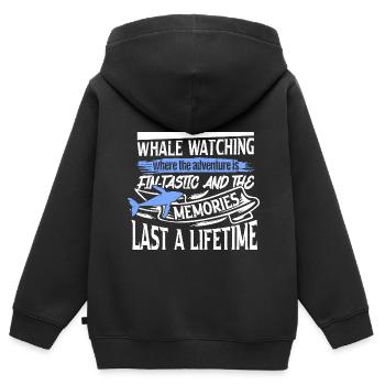Orca Beobachtung für Buckelwale und Meerwale - Kinder Premium Organic Zip Hoodie - Schwarz - Hinten - AI Model Kid Male (0cm)