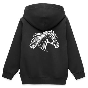 Rugged horse with mane equestrian stallion - Kids Premium Organic Zip-up Hoodie - black - Back - AI Model Kid Male (0cm)