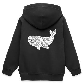 Grande baleine nageant Vintage créature de mer - Sweat Premium à capuche zippé enfant bio - noir - Dos - AI Model Kid Male (0cm)