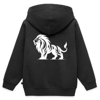 Tribal Löwe mit großer Mähne - Kinder Premium Organic Zip Hoodie - Schwarz - Hinten - AI Model Kid Male (0cm)