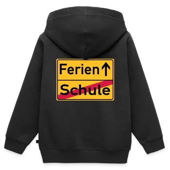 Schule - Ferien - Ortsschild - Kinder Premium Organic Zip Hoodie - Schwarz - Hinten - AI Model Kid Male (0cm)