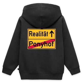 Ponyhof - Realität- Ortsschild - Kinder Premium Organic Zip Hoodie - Schwarz - Hinten - AI Model Kid Male (0cm)