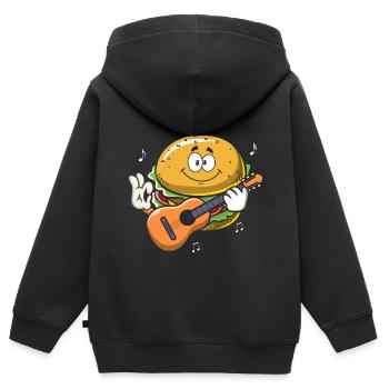 Gitarrist Gitarre Burger Musiker Musik Band Guitar - Kinder Premium Organic Zip Hoodie - Schwarz - Hinten - AI Model Kid Male (0cm)