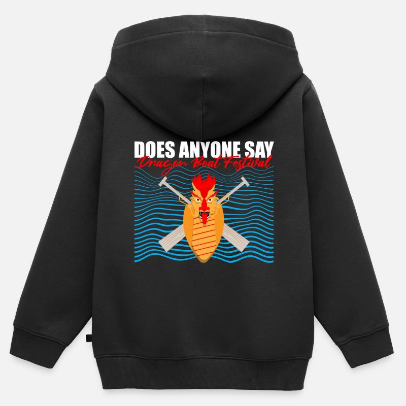 Course de bateaux chinois pour les entraîneurs de bateaux-dragons - Sweat Premium à capuche zippé enfant bio - noir