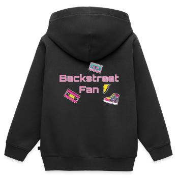 Backstreet Fan, fan, rétro, vintage, 90 er - Sweat Premium à capuche zippé enfant bio - noir - Dos - AI Model Kid Male (0cm)