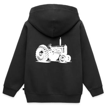 Feld Schlepper Vintage Landmaschinen Traktor - Kinder Premium Organic Zip Hoodie - Schwarz - Hinten - AI Model Kid Male (0cm)
