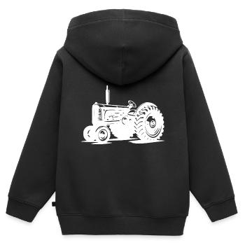 Tracteur de petit terrain Tracteur de machines agricoles Tracteur - Sweat Premium à capuche zippé enfant bio - noir - Dos - AI Model Kid Male (0cm)