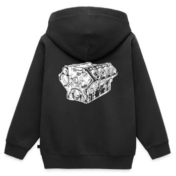 Cylindre de voiture Bloc moteur Ventilateur de cylindrée - Sweat Premium à capuche zippé enfant bio - noir - Dos - AI Model Kid Male (0cm)