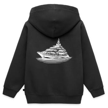 Luxus Motoryacht auf hoher See - Kinder Premium Organic Zip Hoodie - Schwarz - Hinten - AI Model Kid Male (0cm)