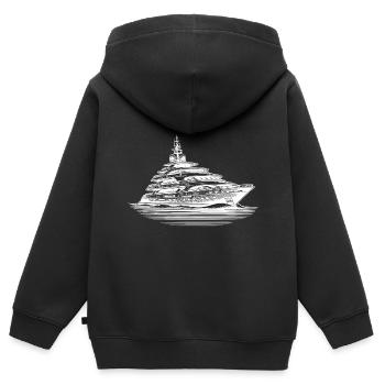 Große Luxus Motoryacht auf hoher See - Kinder Premium Organic Zip Hoodie - Schwarz - Hinten - AI Model Kid Male (0cm)