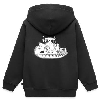Feld Schlepper Landmaschinen Feldarbeit Traktor - Kinder Premium Organic Zip Hoodie - Schwarz - Hinten - AI Model Kid Male (0cm)