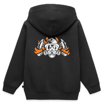 fire brigade - Kids Premium Organic Zip-up Hoodie - black - Back - AI Model Kid Male (0cm)