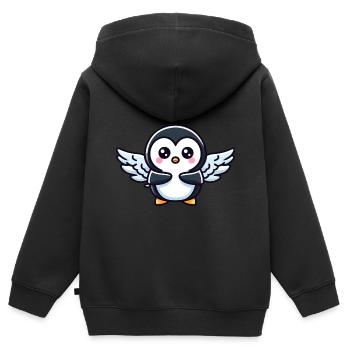 Celestial penguin flapping wings in the freezing cold - Kids Premium Organic Zip-up Hoodie - black - Back - AI Model Kid Male (0cm)