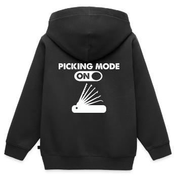 Crochetage de serrure sur la conception de serrurier de serrurerie - Sweat Premium à capuche zippé enfant bio - noir - Dos - AI Model Kid Male (0cm)