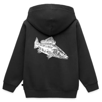 Predator Zander pour les pêcheurs amateurs de carnassiers - Sweat Premium à capuche zippé enfant bio - noir - Dos - AI Model Kid Male (0cm)