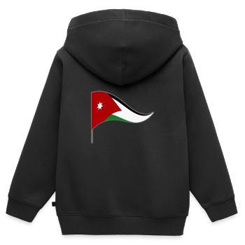 Jordanien Amman Arab Flagge Fahne Landesfarben - Kinder Premium Organic Zip Hoodie - Schwarz - Hinten - AI Model Kid Male (0cm)