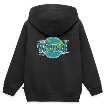 Monde Voyage Voyage Terre Wanderlust voyage autour du monde vacances - Sweat Premium à capuche zippé enfant bio - noir - Dos - AI Model Kid Male (0cm)