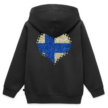 Ich Liebe Finnland Herz Landesfarben Heimatland - Kinder Premium Organic Zip Hoodie - Schwarz - Hinten - AI Model Kid Male (0cm)
