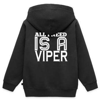 Reptiles Serpent Vipère Amour - Sweat Premium à capuche zippé enfant bio - noir - Dos - AI Model Kid Male (0cm)